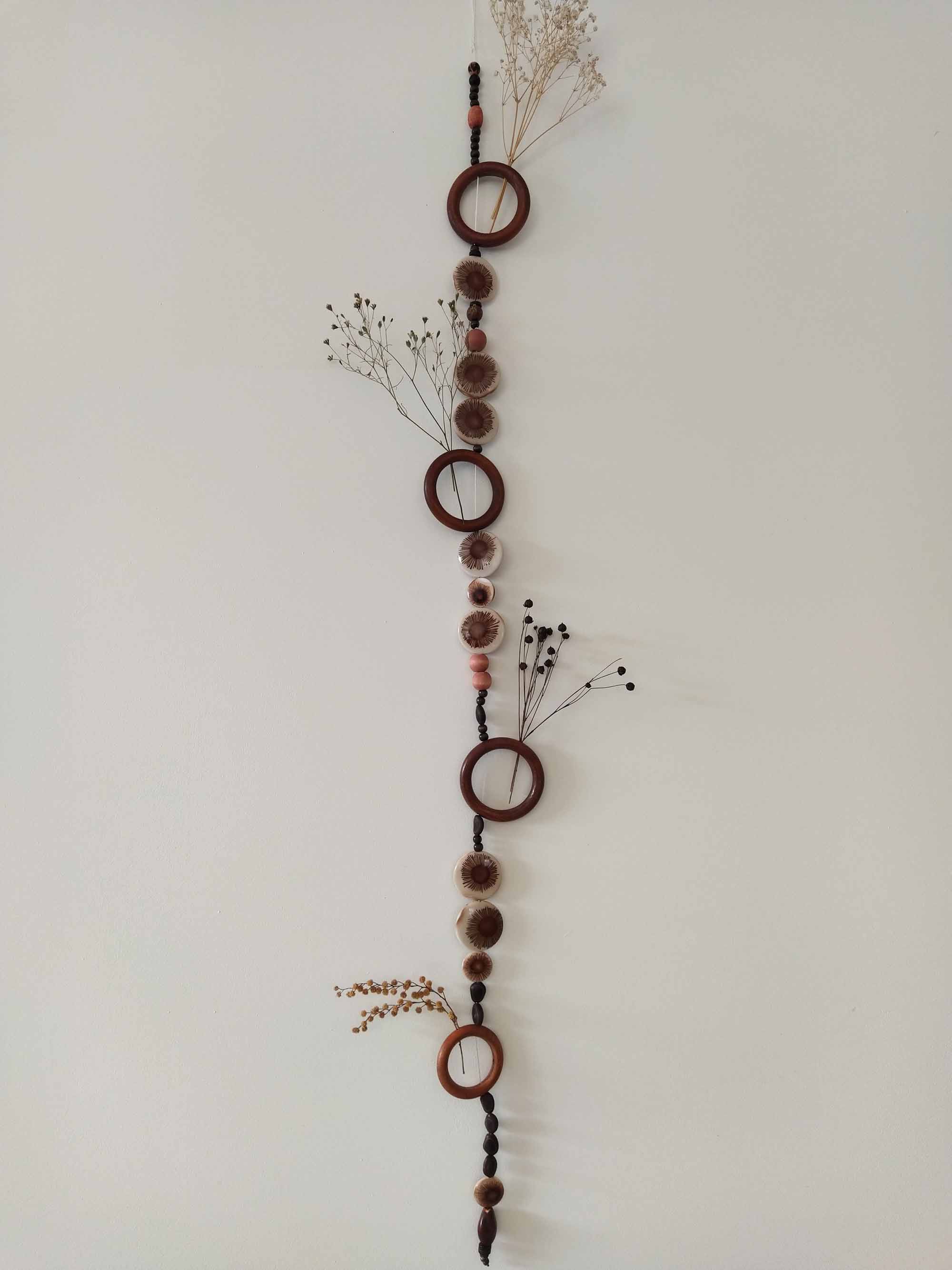 Collection Ronde des fleurs, décoration murale bohème à suspendre artisanale et upcyclée