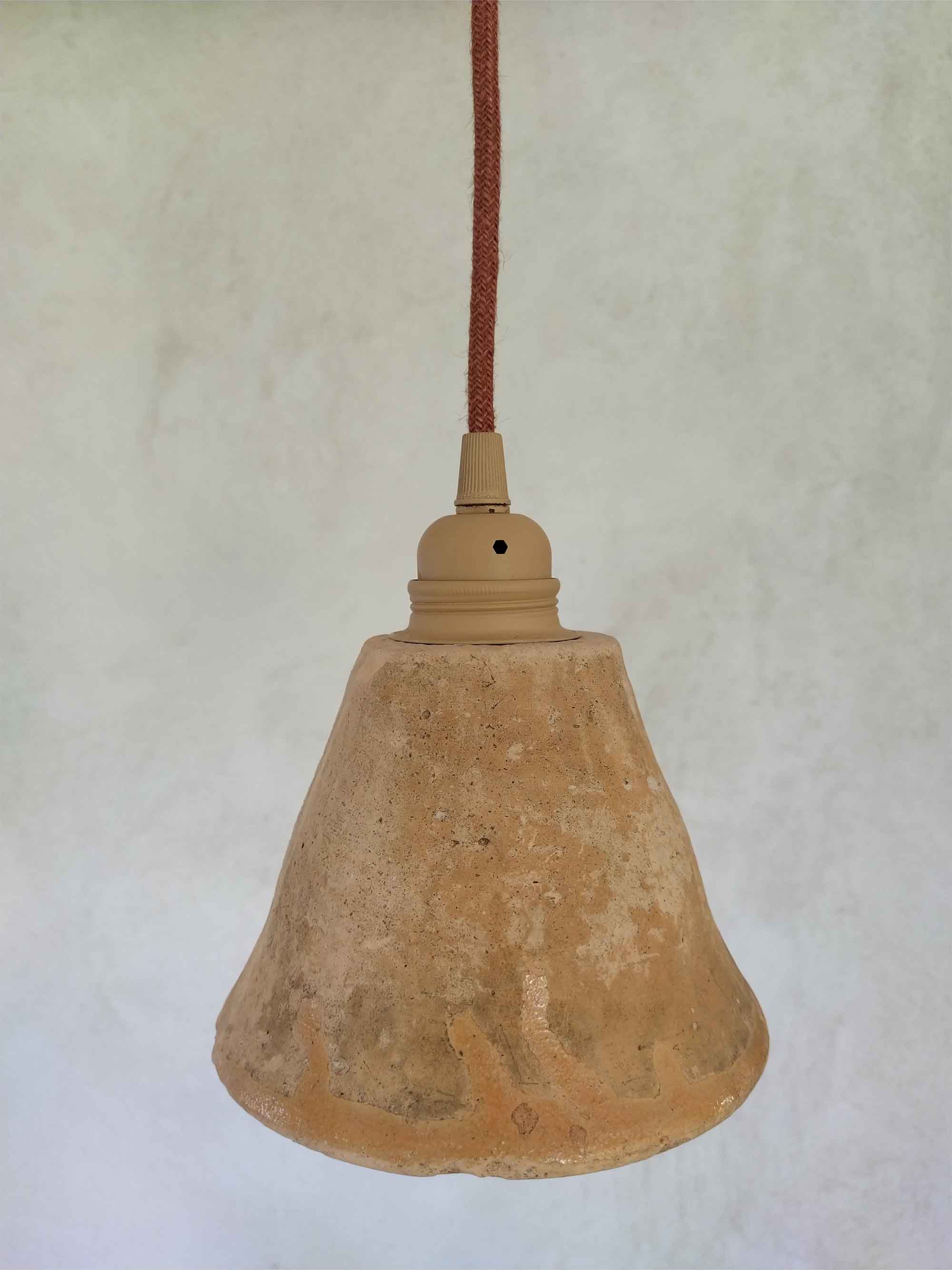 suspension terre cuite cable en jute cuivré
