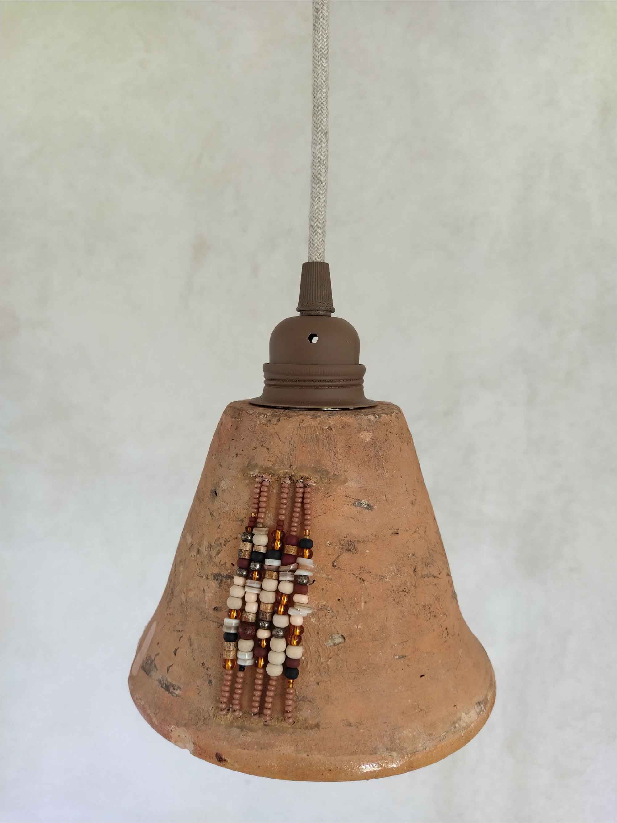 Luminaire pour suspension en terre cuite de style bohème