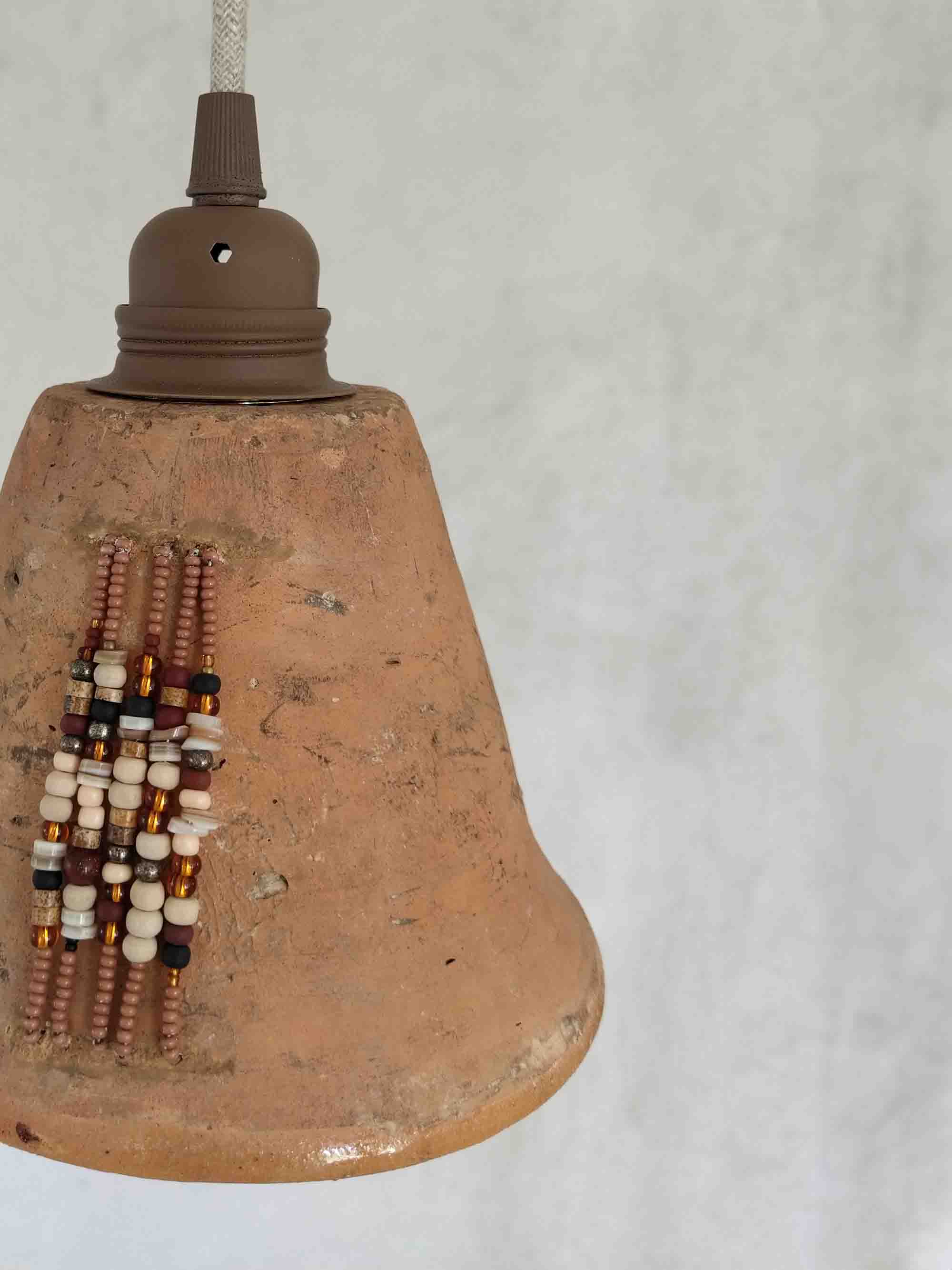 Luminaire pour suspension en terre cuite de style bohème